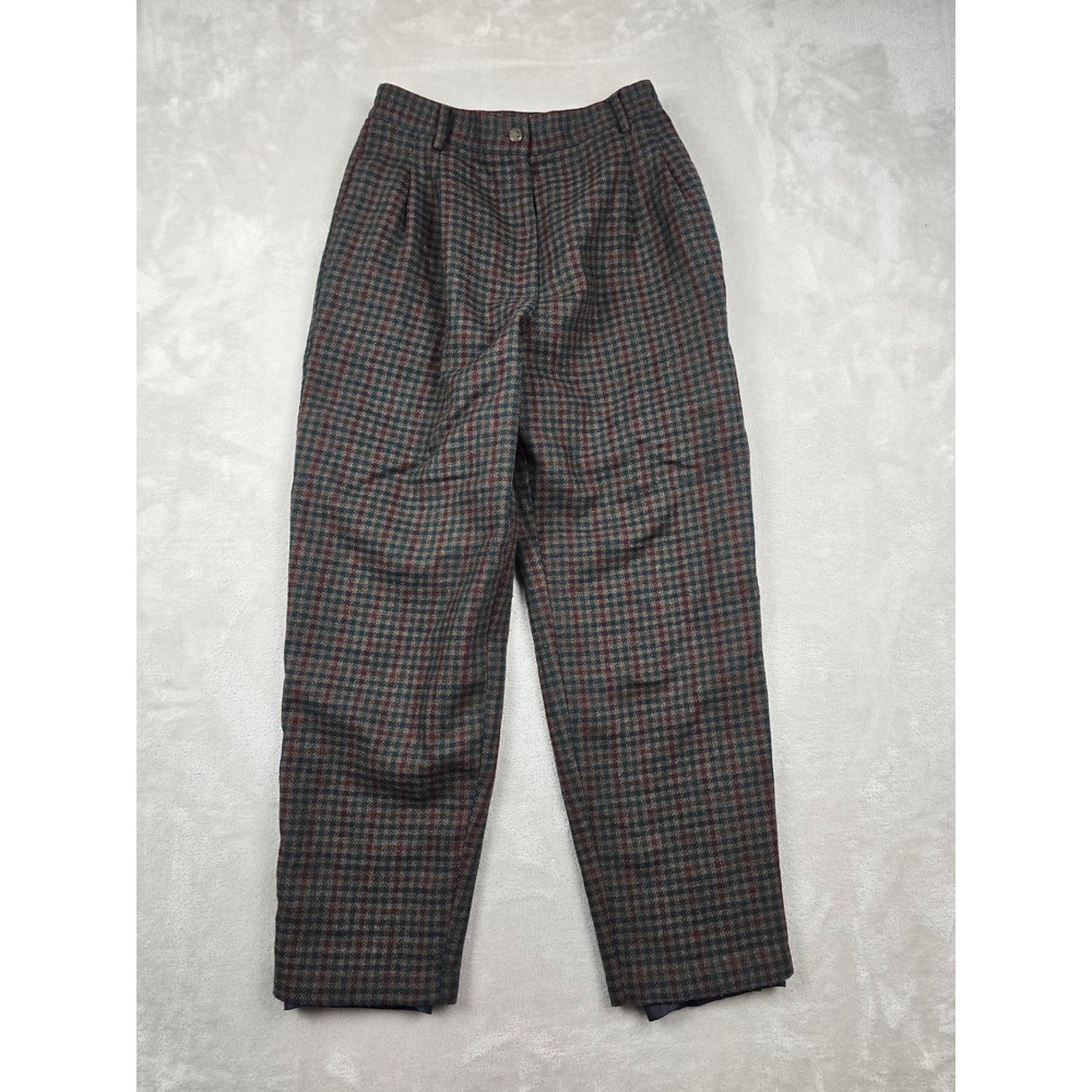 Vintage Sag Harbor Trousers Womens 8 Petite Plaid Wool Blend Pleated Lined
